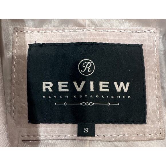 REVIEW Jacket Women’s Small 100% Leather Pink Belted Velour Motorcycle Jacket - Picture 8 of 9